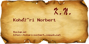 Kohári Norbert névjegykártya