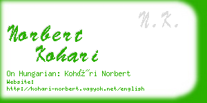 norbert kohari business card